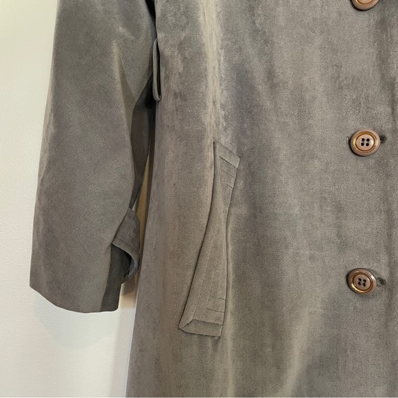 Vintage Soft Grey Vegan Suede Coat - Picture 6 of 7